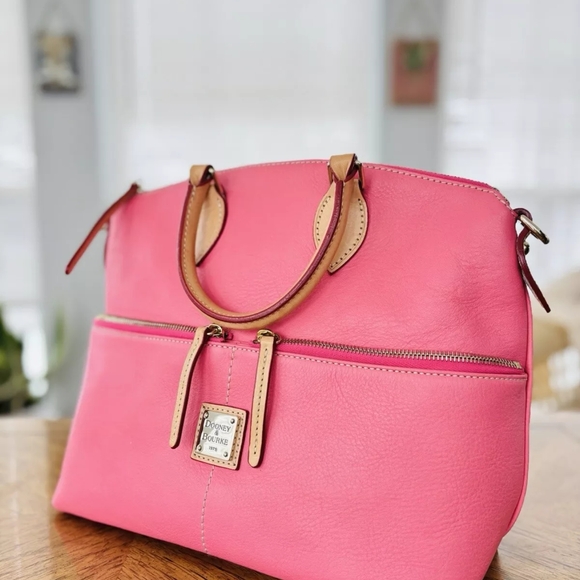 Dooney & Bourke Florentine Leather Dillen Satchel Bubble Gum Pink BAG & … - Picture 4 of 14